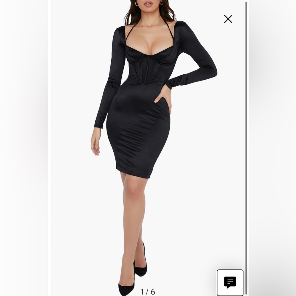 House of CB Grazia Long Sleeve Satin Corset Dress